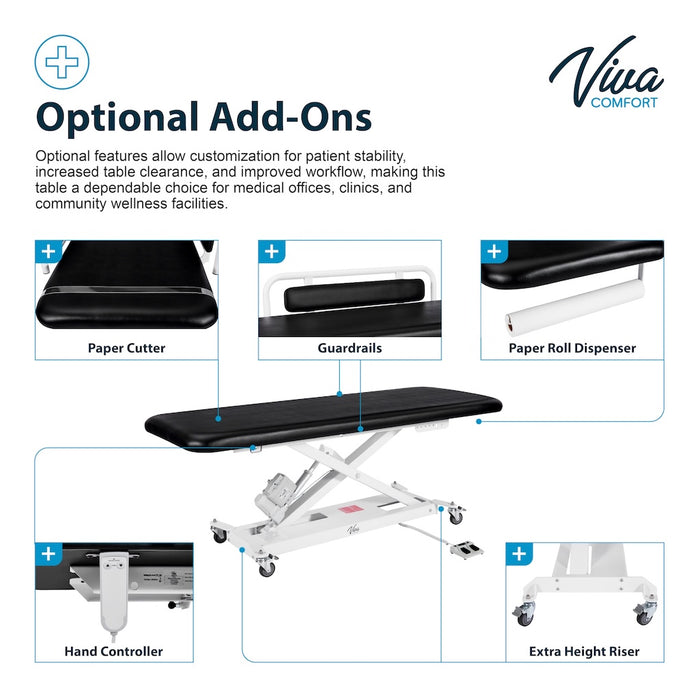 XRO Power Hi-Lo Exam Table, Open Base w/ Flat Top, Casters & Antimicrobial Upholstery