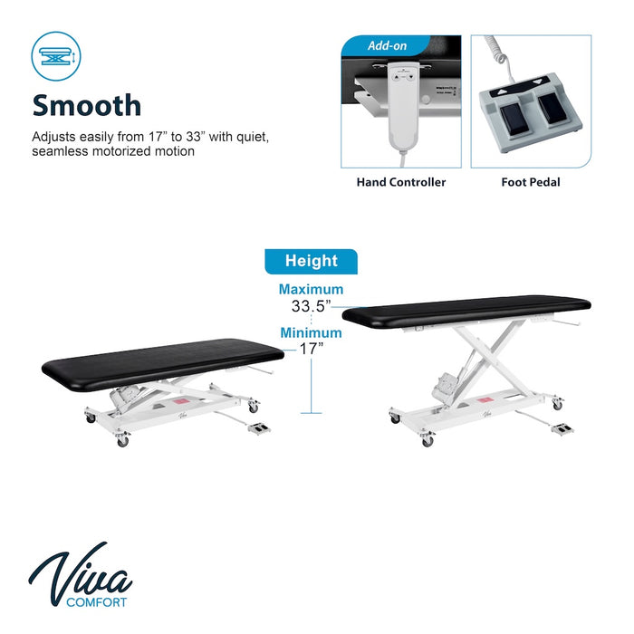 XRO Power Hi-Lo Exam Table, Open Base w/ Flat Top, Casters & Antimicrobial Upholstery