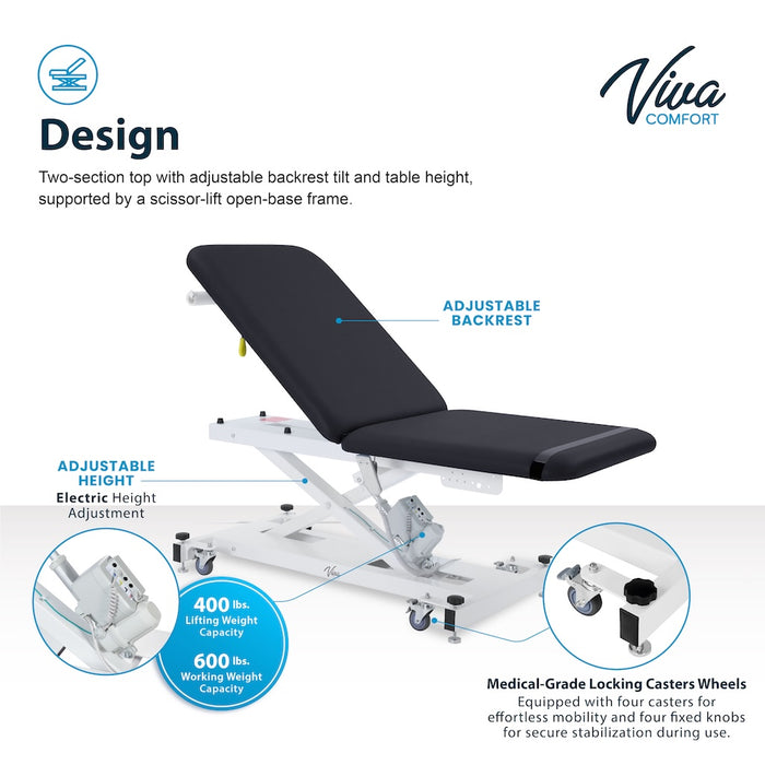 XRO Power Hi-Lo Exam Table. Open Base w/ Adjustable Back & Antimicrobial Upholstery