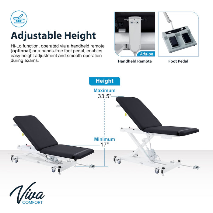 XRO Power Hi-Lo Exam Table. Open Base w/ Adjustable Back & Antimicrobial Upholstery