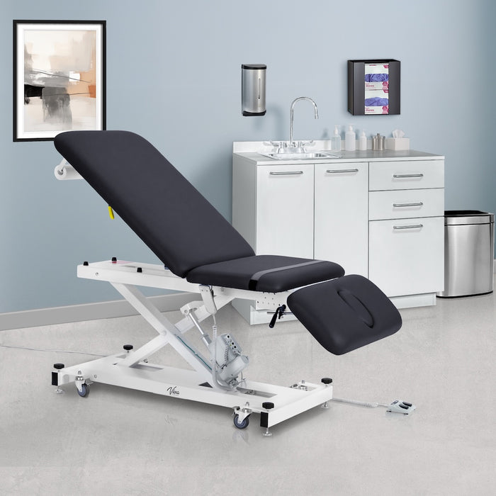 XRO Power Hi-Lo Exam Table. Open Base w/ 3-Section Top (Adjustable Back, Drop / Headrest Section & Antimicrobial Upholstery)