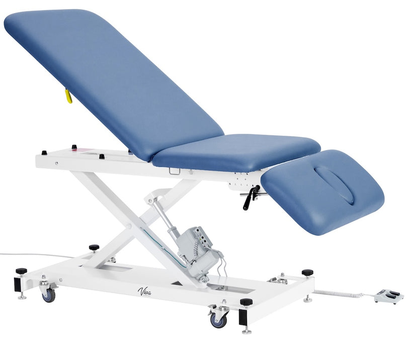 XRO Power Hi-Lo Exam Table. Open Base w/ 3-Section Top (Adjustable Back, Drop / Headrest Section & Antimicrobial Upholstery)