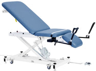 XRO Power Hi-Lo Exam Table. Open Base w/ 3-Section Top & Stirrups (Adjustable Back, Leg-Rest Drop Section & Antimicrobial Upholstery)