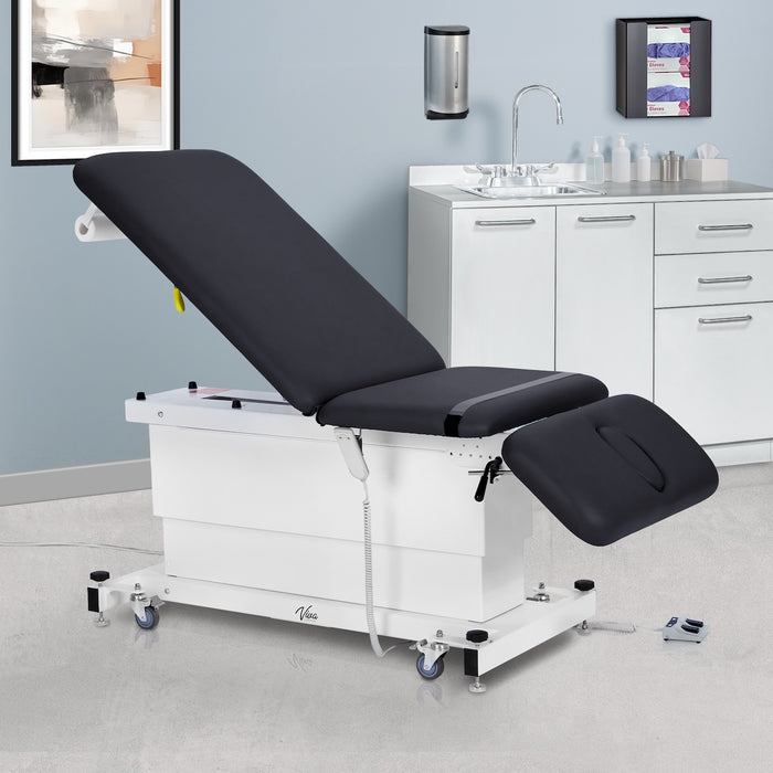 XRO Power Hi-Lo Exam Table. Shrouded Base w/ 3-Section Top (Adjustable Back, Drop / Headrest Section & Antimicrobial Upholstery)