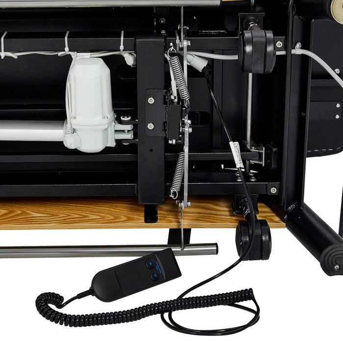 Atlas Power Hi-Lo Treatment Table, Open Base w/ Adjustable Back, Drop Section, Casters & Antimicrobial Upholstery