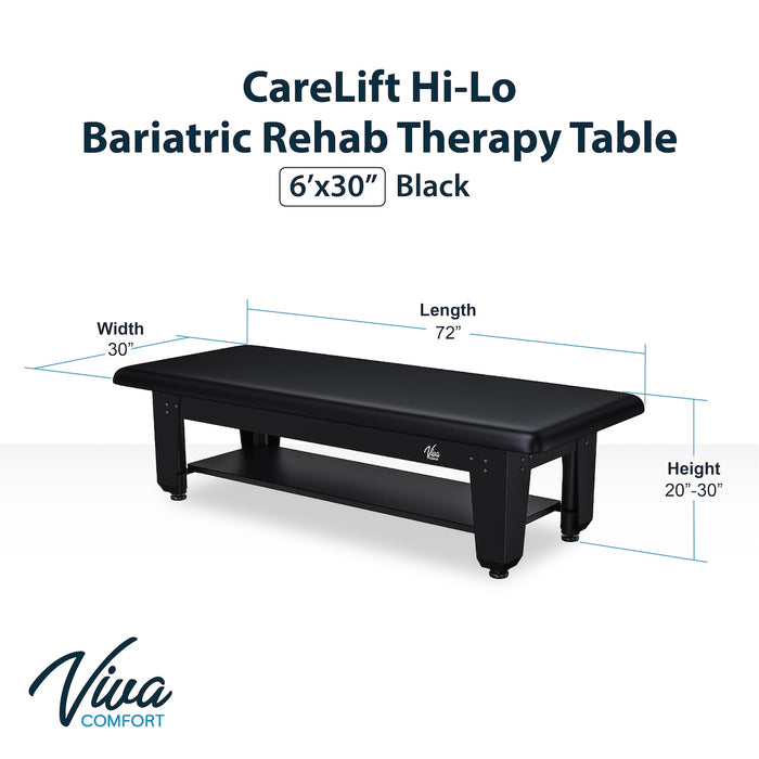 CareLift Bariatric Power Hi-Lo Table w/ Shelf. 72" x 30" (Antimicrobial Upholstery) for Physical Therapy