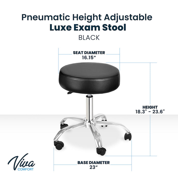 Pneumatic Height Adjustable Exam Stool w/ Backrest Option