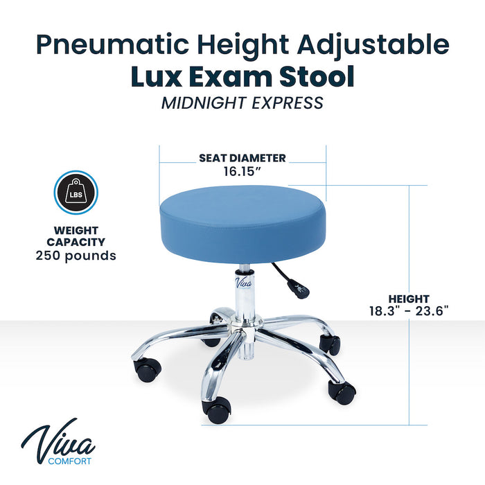 Pneumatic Height Adjustable Exam Stool w/ Backrest Option