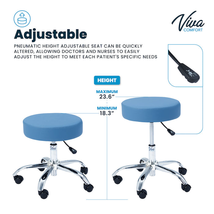 Pneumatic Height Adjustable Exam Stool w/ Backrest Option