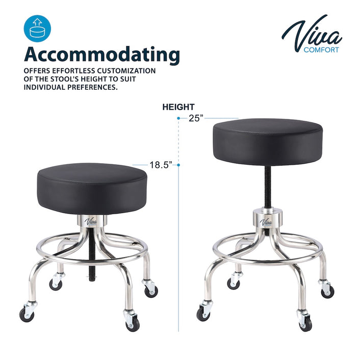 Viva Comfort Height Adjustable Exam Stool w/ Circular Foot Ring