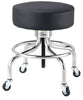 Height Adjustable Exam Stool w/ Circular Foot Ring [Black Antimicrobial Upholstery]
