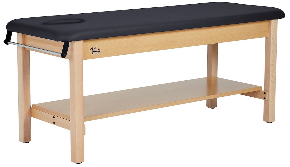 Aristo H-Brace Treatment Table. Flat Top w/ Shelf & Removable Face-Cushion [Black Antimicrobial Upholstery]