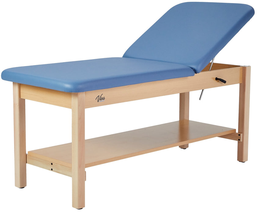 Aristo H-Brace Treatment Table w/ Shelf & Adjustable Back [Blue Antimicrobial Upholstery]