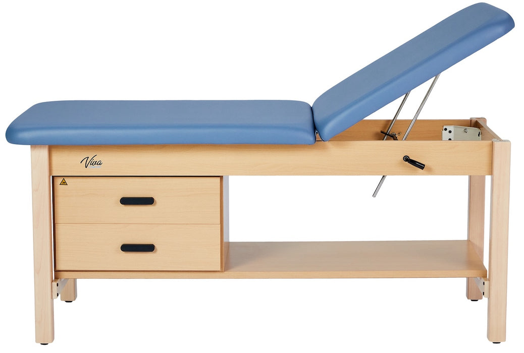 Aristo H-Brace Treatment Table w/ Adjustable Back, Shelf, Drawers & Antimicrobial Upholstery