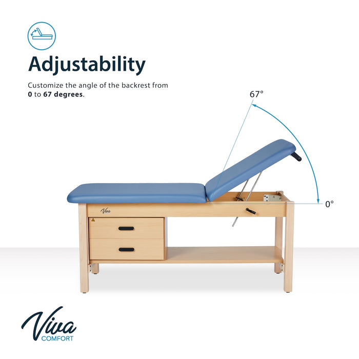 Bariatric Aristo H-Brace Treatment Table w/ Adjustable Back, Shelf, Drawers & Antimicrobial Upholstery