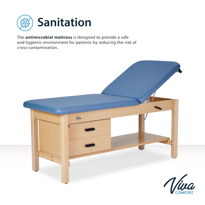 Bariatric Aristo H-Brace Treatment Table w/ Adjustable Back, Shelf, Drawers & Antimicrobial Upholstery