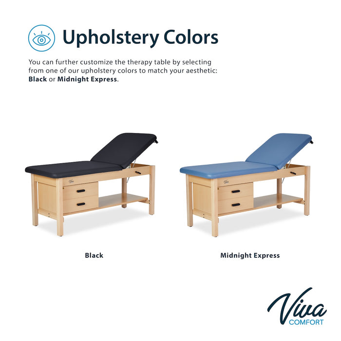 Bariatric Aristo H-Brace Treatment Table w/ Adjustable Back, Shelf, Drawers & Antimicrobial Upholstery