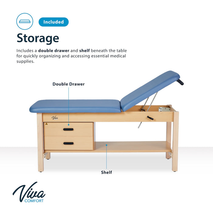 Bariatric Aristo H-Brace Treatment Table w/ Adjustable Back, Shelf, Drawers & Antimicrobial Upholstery