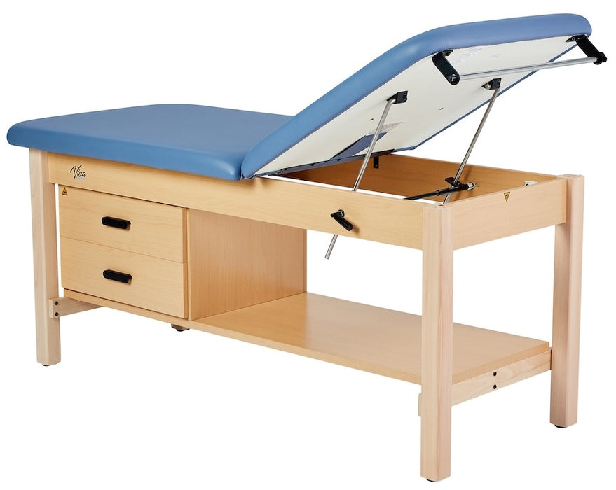 Bariatric Aristo H-Brace Treatment Table w/ Adjustable Back, Shelf, Drawers & Antimicrobial Upholstery
