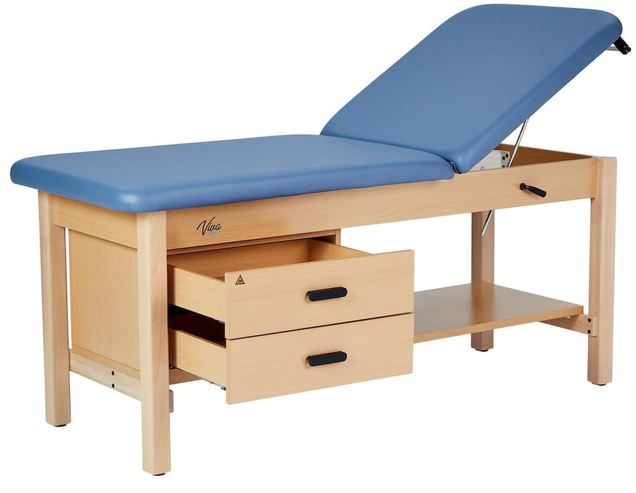 Bariatric Aristo H-Brace Treatment Table w/ Adjustable Back, Shelf, Drawers & Antimicrobial Upholstery