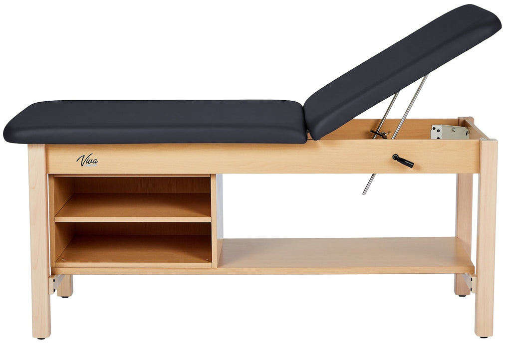 Aristo H-Brace Treatment Table w/ Adjustable Back & Shelves [Black Antimicrobial Upholstery]