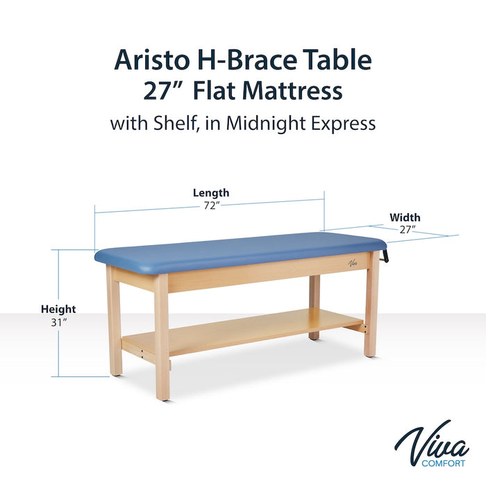 Aristo H-Brace Treatment Table. Flat Top w/ Shelf