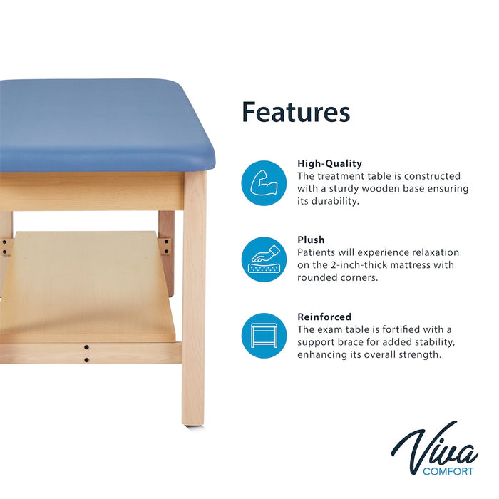 Aristo H-Brace Treatment Table. Flat Top w/ Shelf