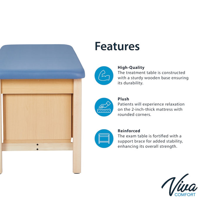 Aristo H-Brace Treatment Table. Flat Top w/ Shelf, Drawers & Antimicrobial Upholstery