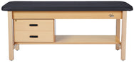 Aristo H-Brace Treatment Table. Flat Top w/ Shelf, Drawers & Antimicrobial Upholstery