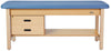 Aristo H-Brace Treatment Table. Flat Top w/ Shelf & Drawers [Blue Antimicrobial Upholstery]