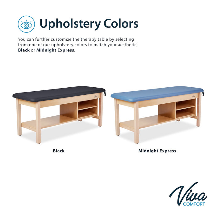 Aristo H-Brace Treatment Table. Flat Top w/ Shelves & Antimicrobial Upholstery