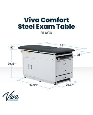 Grande Exam Table w/ Steel Cabinet, Adjustable Back, Step Stool (Stirrups Option)