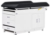 Pediatric Grande Cabinet Exam Table. Steel Base w/ Step Stool, Pull Out Leg-Rest, 2 Drawers & 2 Doors [Black upholstery]