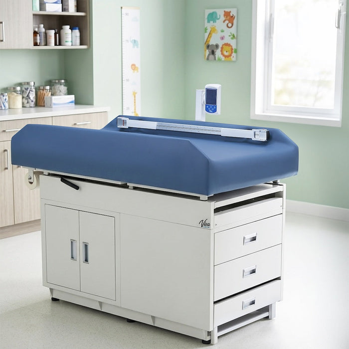 Grande Pediatric Cabinet Treatment Scale Table w/ 2 Doors & 2 Drawers. Antimicrobial Upholstery