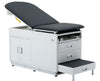 Grande Exam Table w/ Steel Cabinet, Adjustable Back, Pull-out Leg Rest & Step Stool [Contoured. Black Antimicrobial Upholstery]
