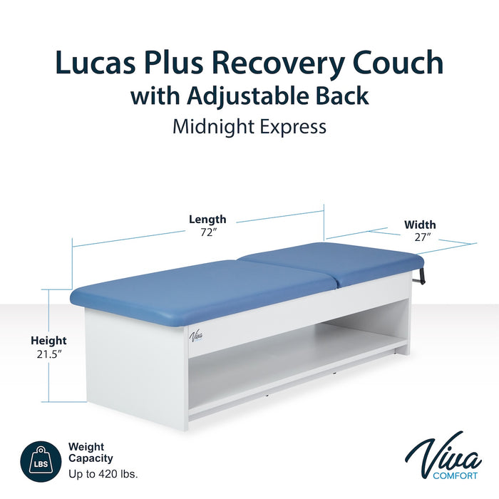 Lucas Plus Recovery Couch w/ Shelf, Adjustable Back & Antimicrobial Upholstery
