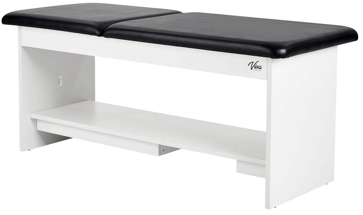 Alto Treatment Table w/Adjustable Back & Shelving. Panel Leg (Step Stool Option)