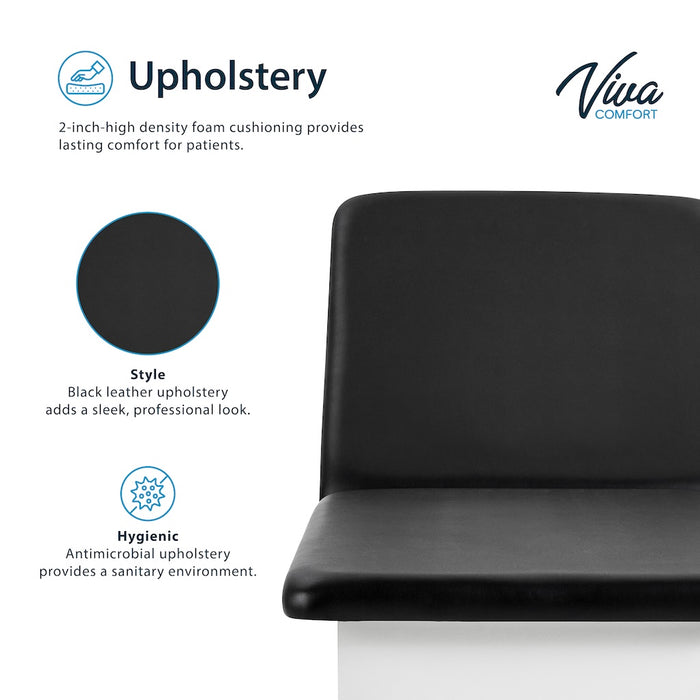 Alto Treatment Table w/Adjustable Back & Shelving. Panel Leg (Step Stool Option)