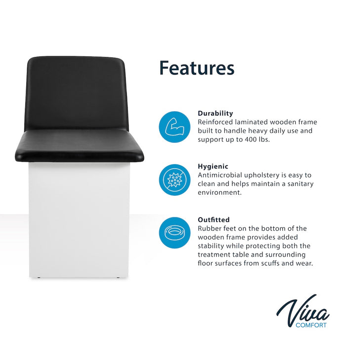 Alto Treatment Table w/Adjustable Back & Shelving. Panel Leg (Step Stool Option)