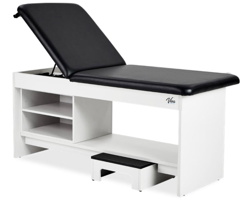 Alto Treatment Table w/Adjustable Back, Shelving & Step Stool. Panel Leg