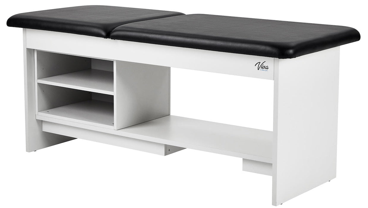 Alto Treatment Table w/Adjustable Back & Shelving. Panel Leg