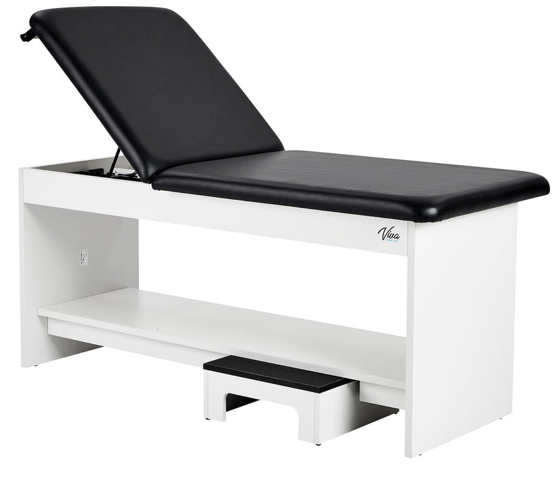 Alto Treatment Table w/Adjustable Back, Single Shelf & Step Stool. Panel Leg