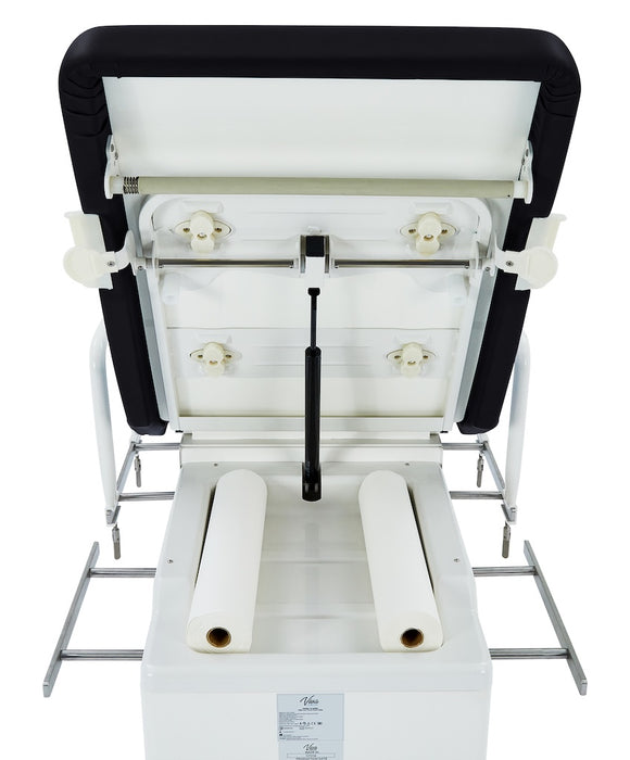 Pointe Power Hi-Lo Exam Table. Shrouded Base w/ Adjustable Back & Stirrups. ADA Compliant Option (Antimicrobial Upholstery)