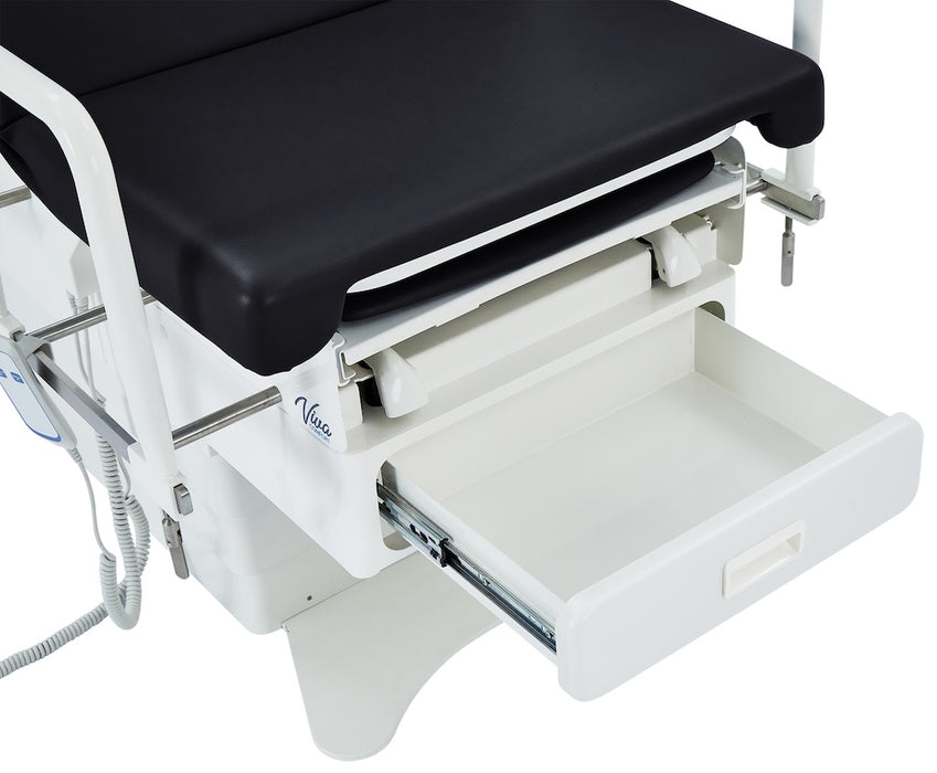 Pointe Power Hi-Lo Exam Table. Shrouded Base w/ Adjustable Back & Stirrups. ADA Compliant Option (Antimicrobial Upholstery)
