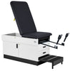 Slim Line Cabinet Exam Table w/ Adjustable Back, Step Stool & Stirrups [Black Antimicrobial Upholstery]