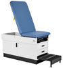 Slim Line Cabinet Exam Table w/ Adjustable Back & Step Stool [Blue Antimicrobial Upholstery]