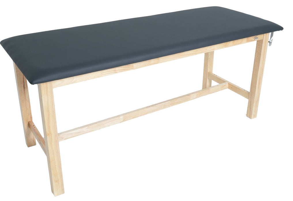 Aristo Treatment Table. H-Brace, Flat Top, Paper Dispenser [Black Antimicrobial Upholstery]