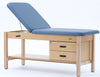 Aristo H-Brace Treatment Table w/ Adjustable Back, Shelf & Drawers. Bariatric [Blue Antimicrobial Upholstery]