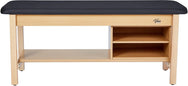 Aristo H-Brace Treatment Table. Flat Top w/ Shelves & Antimicrobial Upholstery