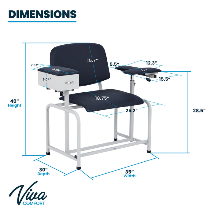 Bariatric  Wide Padded Blood Drawing Chair [Drawer Option]